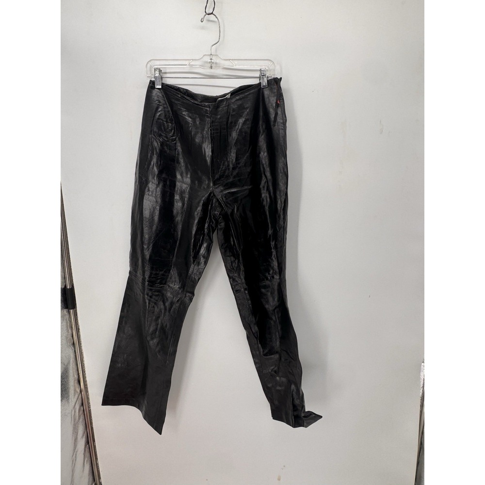 Newport News Jeanology Black Leather Pants Women Size 18W Biker Grunge Witchy